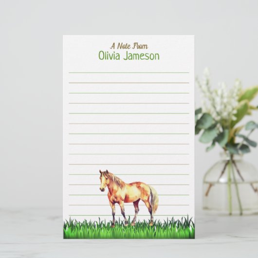 Whimsical Kid's Name HORSE Lined Stationery 便箋 (スタンド正面)