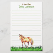 Whimsical Kid's Name HORSE Lined Stationery 便箋 (正面)