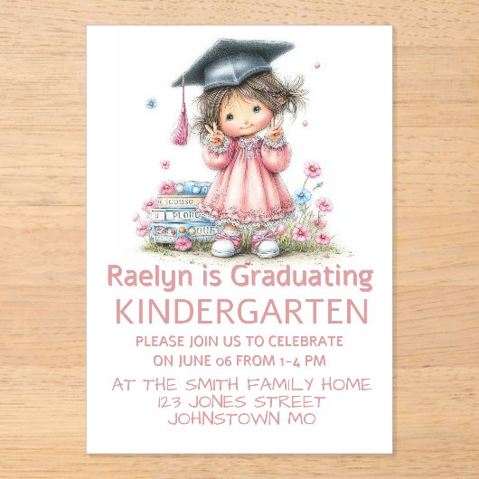 Whimsical Kindergarten Graduation Celebration  アクリル招待状 (正面)