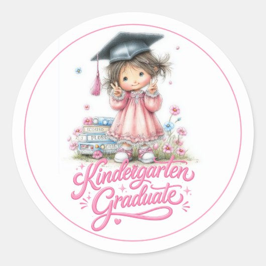 Whimsical Kindergarten Graduation Celebration  ラウンドシール (正面)