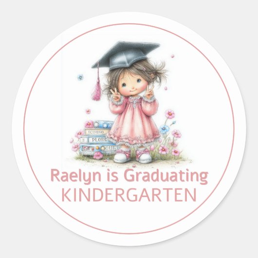 Whimsical Kindergarten Graduation Celebration  ラウンドシール (正面)