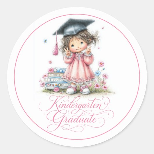 Whimsical Kindergarten Graduation Celebration  ラウンドシール (正面)