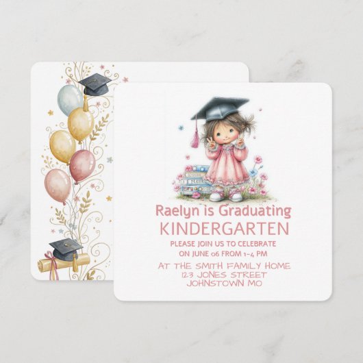 Whimsical Kindergarten Graduation Celebration  招待状 (正面/裏面)