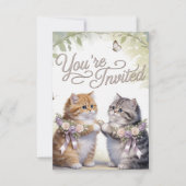 Whimsical Kitten Wedding Invitation  (正面)