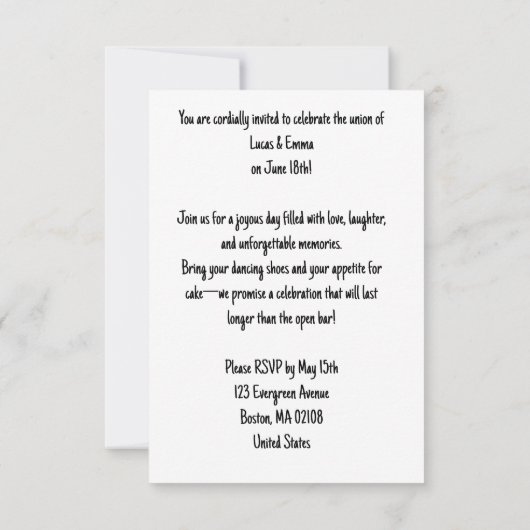 Whimsical Kitten Wedding Invitation  (裏面)