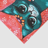 Whimsical Kitty Cat on Rug Floral Teal Decoupage 薄葉紙 (詳細)
