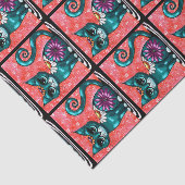 Whimsical Kitty Cat on Rug Floral Tiled Decoupage 薄葉紙 (詳細)