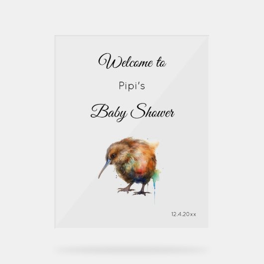 Whimsical Kiwi Bird Baby Shower | Sweet Pipi アクリルサイン (正面)