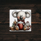 Whimsical Koala Hot Chocolate Christmas Magnet マグネット