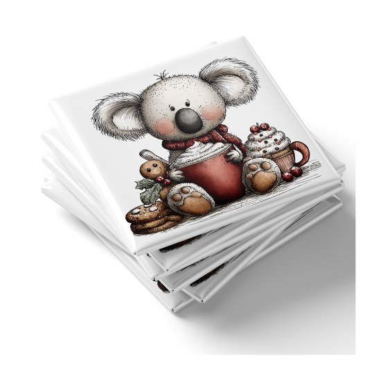 Whimsical Koala Hot Chocolate Christmas Magnet マグネット