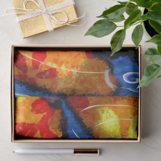 Whimsical Koi Goldfish Orange Floral Decoupage 薄葉紙 (ギフト)