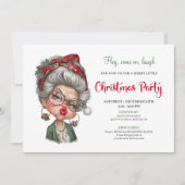 Whimsical lady humor Christmas holiday invitation 招待状 (正面)