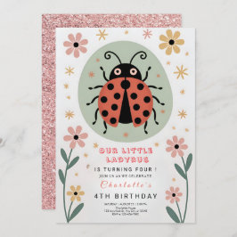 Whimsical Ladybug Birthday 招待状