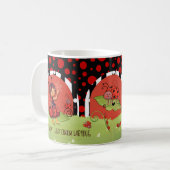 Whimsical Ladybug Garden "Lucky Charm" Wrap-Around コーヒーマグカップ (正面左)