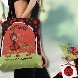 Whimsical Ladybug Garden "Lucky Charm" Wrap-Around トートバッグ