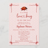 Whimsical Ladybug Little Love Bug Girl Baby Shower 招待状 (正面)