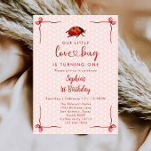 Whimsical Ladybug Love Bug Girl 1st Birthday 招待状