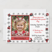 Whimsical Ladybug Photo Birthday Invitation 招待状 (正面)