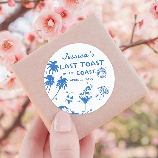 whimsical Last Toast Coast Beach Bachelorette ラウンドシール