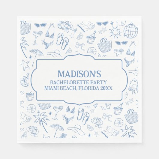 Whimsical Last Toast On The Coast Blue スタンダードランチョンナプキン (正面)