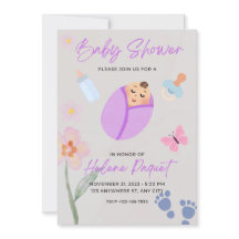 Whimsical Lavender Watercolor Baby Shower Invitati