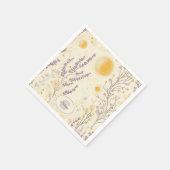 Whimsical Lavender & Yellow Floral Pattern スタンダードカクテルナプキン (角)