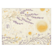Whimsical Lavender & Yellow Floral Pattern テーブルクロス (正面(横))