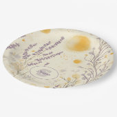 Whimsical Lavender & Yellow Floral Pattern ペーパープレート (アングル)