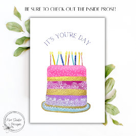 Whimsical Layered Cake with Candles Birthday カード