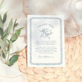  whimsical Lemon Illustration｜ブルーのブライダルシャワーパーティー サンキューカード