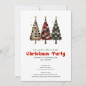 Whimsical leopard and plaid Christmas tree invite 招待状 (正面)