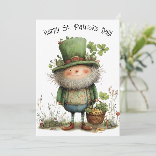 Whimsical Leprechaun Happy St Patrick's Day カード (スタンド正面)
