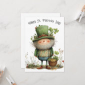 Whimsical Leprechaun Happy St Patrick's Day カード (正面/裏面インサイチュ)
