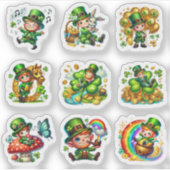 Whimsical Leprechaun Lucky Shamrock Set シール (正面)