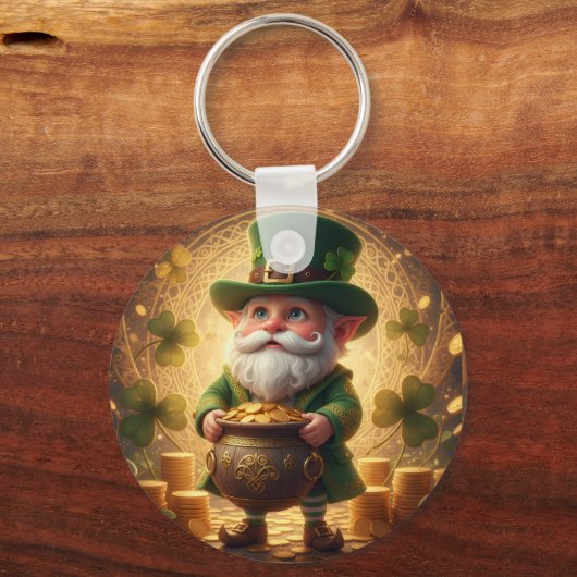 Whimsical Leprechaun Pot of Gold Keychain キーホルダー (裏面)