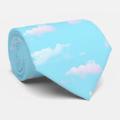 Whimsical Light Blue Sky and White Clouds Pattern  ネクタイ (ロール)