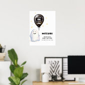 Whimsical Little Boo Balloon Baby Shower Welcome ポスター (ホームオフィス)