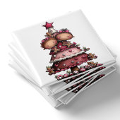 Whimsical Little Girl Pink Christmas Tree Magnet マグネット