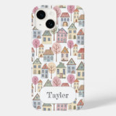 Whimsical Little Houses Illustration Custom Name Case-Mate iPhoneケース (裏面)