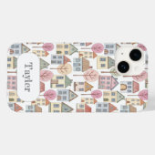 Whimsical Little Houses Illustration Custom Name Case-Mate iPhoneケース (裏面 (横))