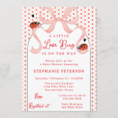 Whimsical Little Love Bug Ladybug Girl Baby Shower 招待状 (正面)