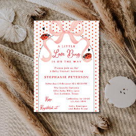 Whimsical Little Love Bug Ladybug Girl Baby Shower 招待状