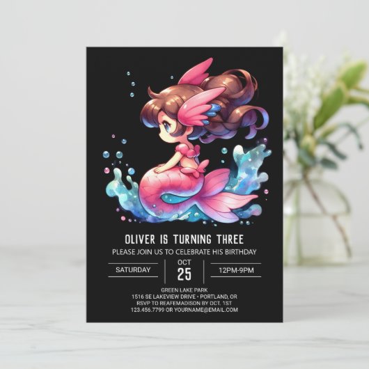 Whimsical Little Mermaid Birthday 招待状 (スタンド正面)