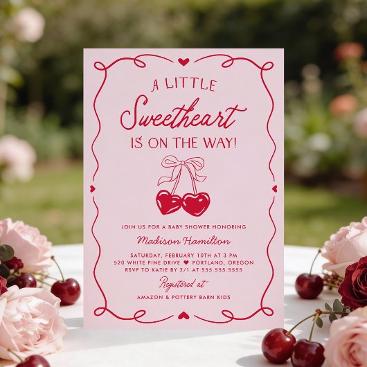 Whimsical Little Sweetheart Valentines Baby Shower 招待状