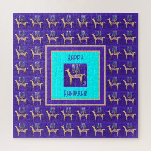 Whimsical Llamas Happy Hanukkah 20"x20" Puzzle ジグソーパズル (縦)