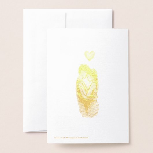 Whimsical Love Script | Bride & Groom Heart Shower 箔カード (裏面封筒付き)