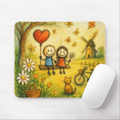 Whimsical Love Swing Garden Mouse Pad マウスパッド (マウス)
