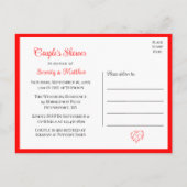 Whimsical Lovebirds Boho Red Heart Couples Shower インビテーションポストカード (裏面)