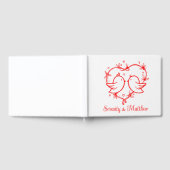 Whimsical Lovebirds Boho Red Love Heart Wedding ゲストブック (全面)