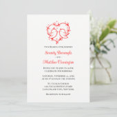 Whimsical Lovebirds Boho Red Love Heart Wedding  招待状 (スタンド正面)